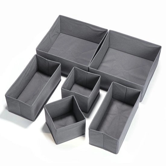 Set di 6 contenitori per organizzare gli abiti, contenitore per stendere e riporre abiti, cassetti per l'armadio (grigio)
