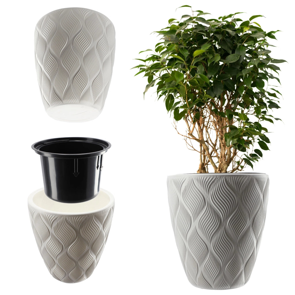 Vaso da fiori KADAX con inserto 42 cm, copertura per vaso da fiori in plastica alta