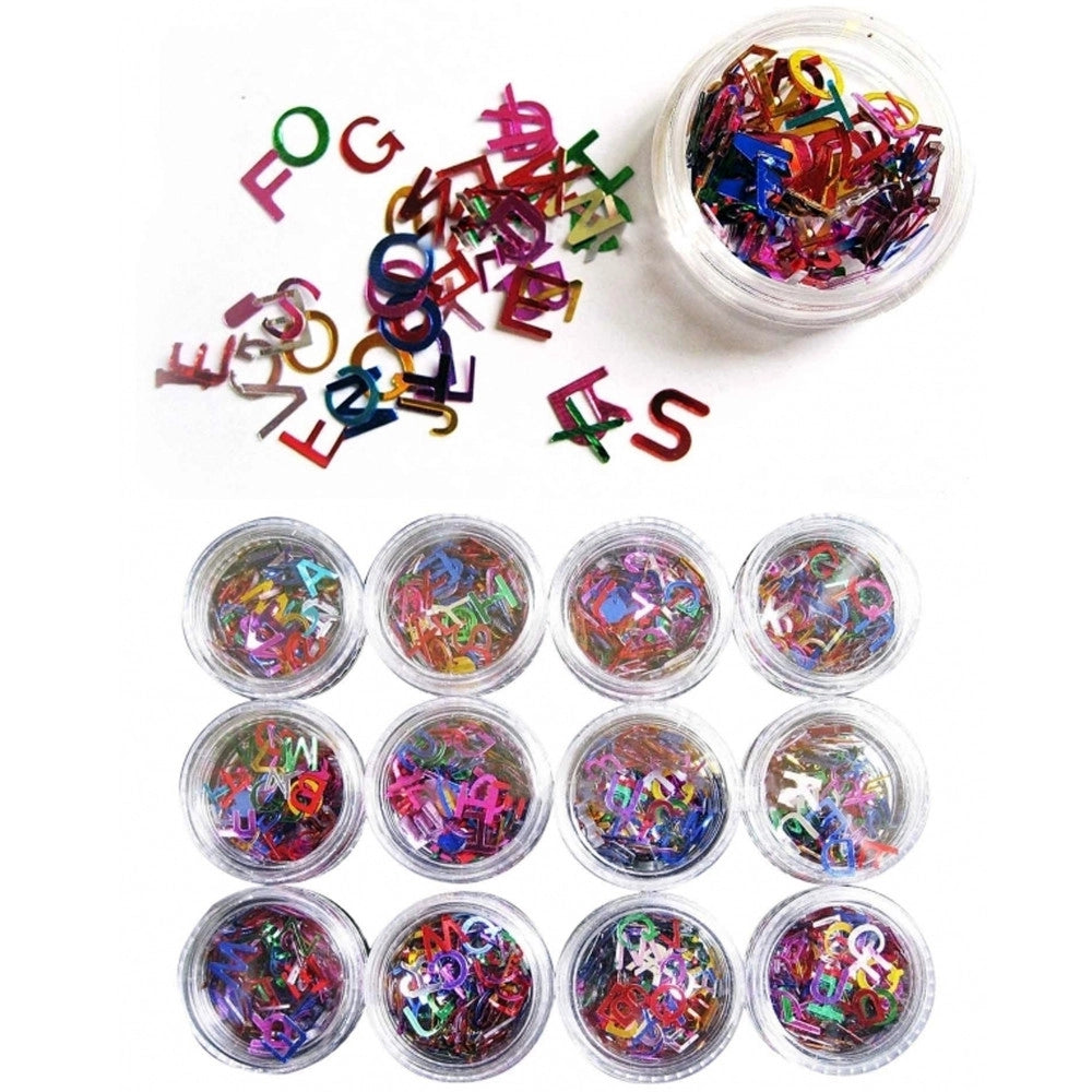Trade Shop - Set 12 Pz. Decorazione Unghie Lettere Alfabeto Nail Art Manicure Ricostruzione -