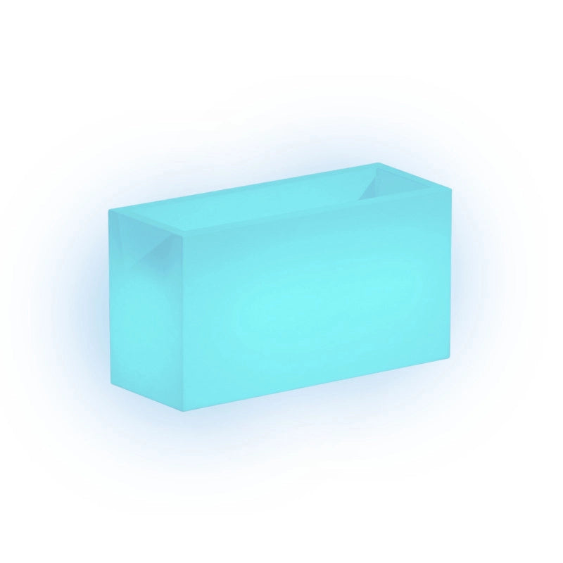 Vaso Fioriera luminosa moderna di design 80x35 H50 in polimero resistente con LED blu per interno ed esterno - Made in Italy - Monacis