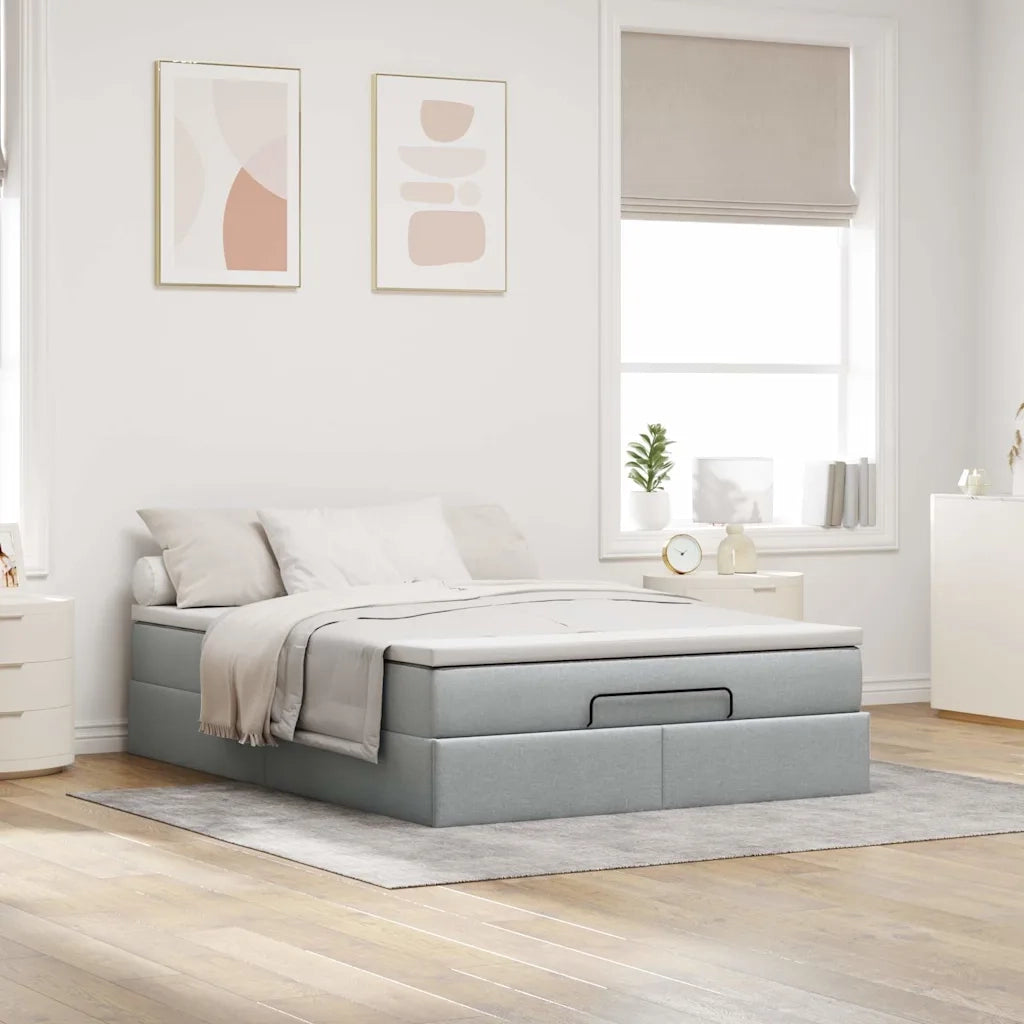 Struttura Letto Pouf con Materasso 140x190 cm in Tessuto