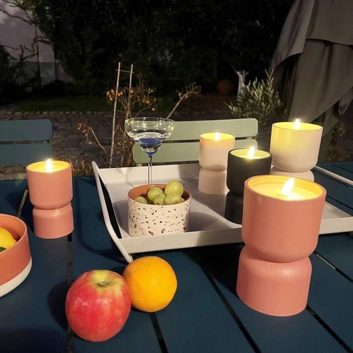 Lampada da tavolo per esterno - BRILLIANT - LOVERE - Forma di candela - Plastica - 3 W - Beige e marrone chiaro