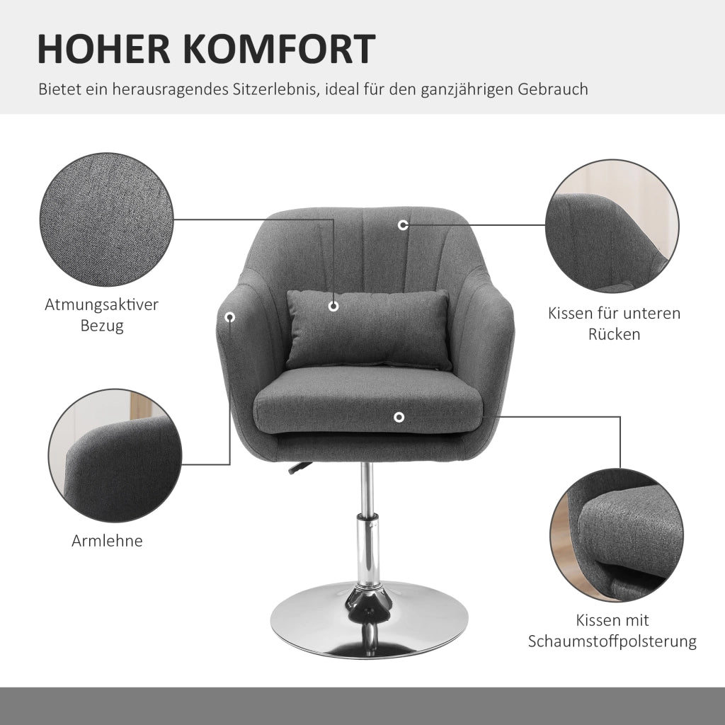 Chaise de bureau girevole e regolabile in altezza con supporto lombare e braccioli in poliestere grigio scuro