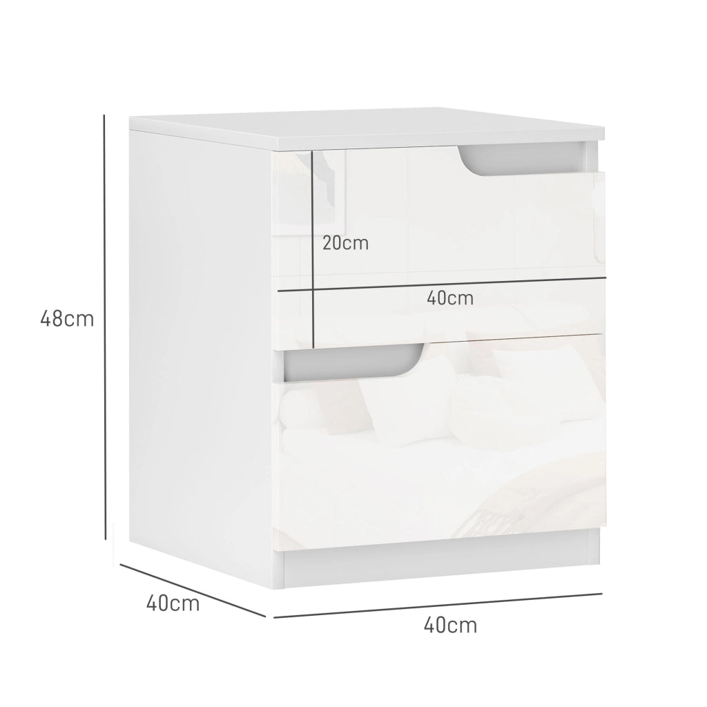 Comodino Moderno con Cassetti ¨C zephmum ¨C Bianco Lucido 40x40x48 cm