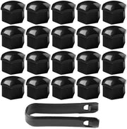Kit di coperture per mozzo 20 pezzi - Universale con vite a schizzo - Copertura a sei facce - Strumento di rimozione - Materiale plastico - Dimensioni 2,4 x 2,4 cm - Copertura per mozzo