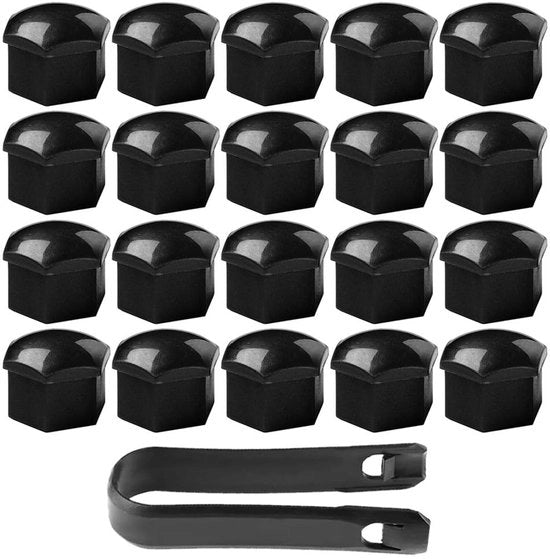Kit di coperture per mozzo 20 pezzi - Universale con vite a schizzo - Copertura a sei facce - Strumento di rimozione - Materiale plastico - Dimensioni 2,4 x 2,4 cm - Copertura per mozzo