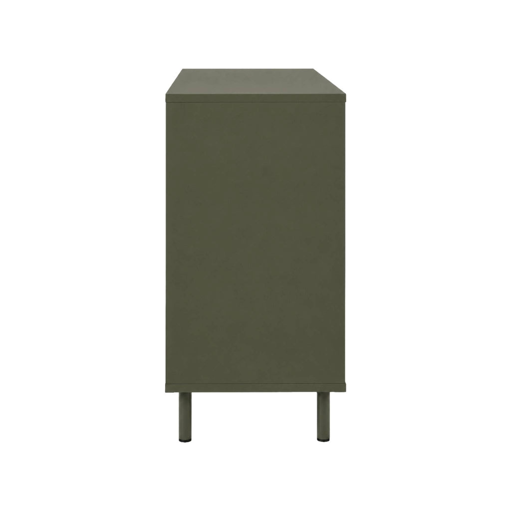 Credenza decorativa in legno e metallo 3 ante, 120cm, verde kaki