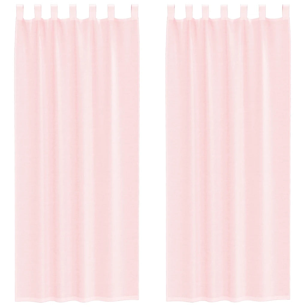 Tende in Voile con Passanti 2 pz Rosa Chiaro 140x260 cm