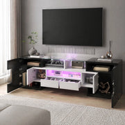 Mobile porta tv con 6 ante 2 cassetti 3 vani led in truciolare bianco e nero 145 × 30 × 51 cm