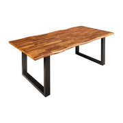 Tavolo da pranzo NALKO 160 cm – Piano in legno di acacia oliato e struttura in metallo nero – Stile industriale e naturale