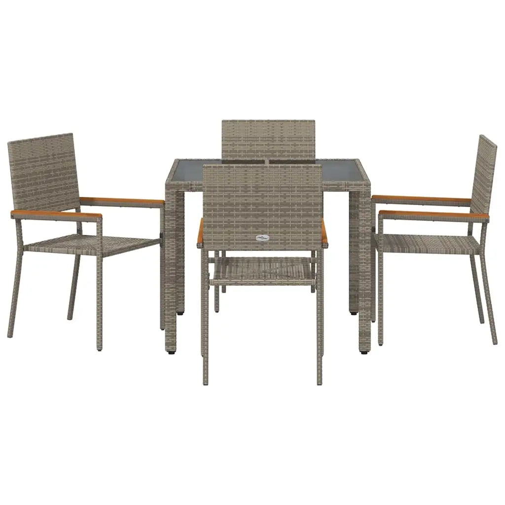 Set da Pranzo per Giardino 5 pcs Grigio polyrattan 3365388