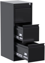 Cassettiere verticale metalliche, cassettiera metallica con 3 ante per cartelle, formato A4 (nero)