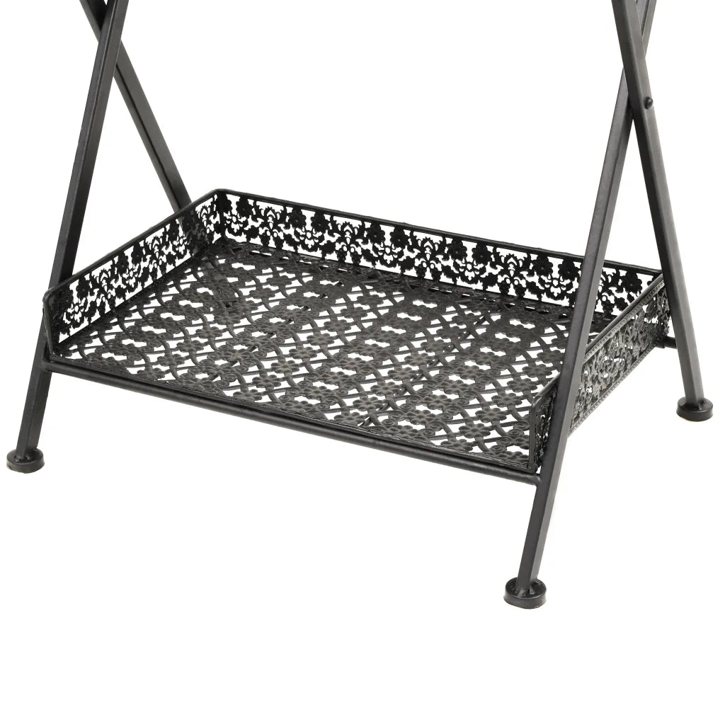 Tavolo da TÃ¨ Pieghevole Vintage Metallo 58x35x72 cm Nero