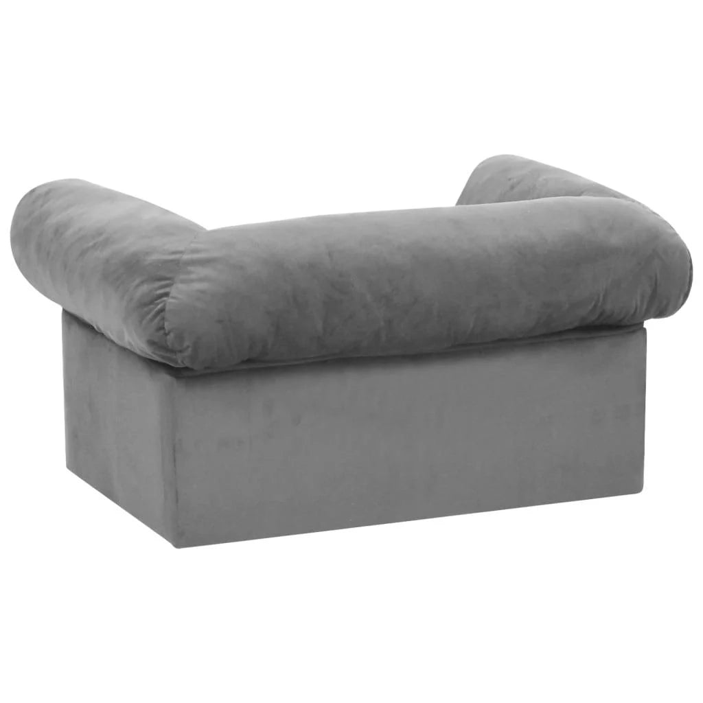 Divano per cani con cassetto 75 cm peluche grigio 02_0000092