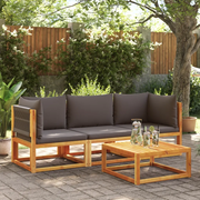 Set di divani da giardino 3 pezzi con cuscini in legno di acacia e corda 3278831