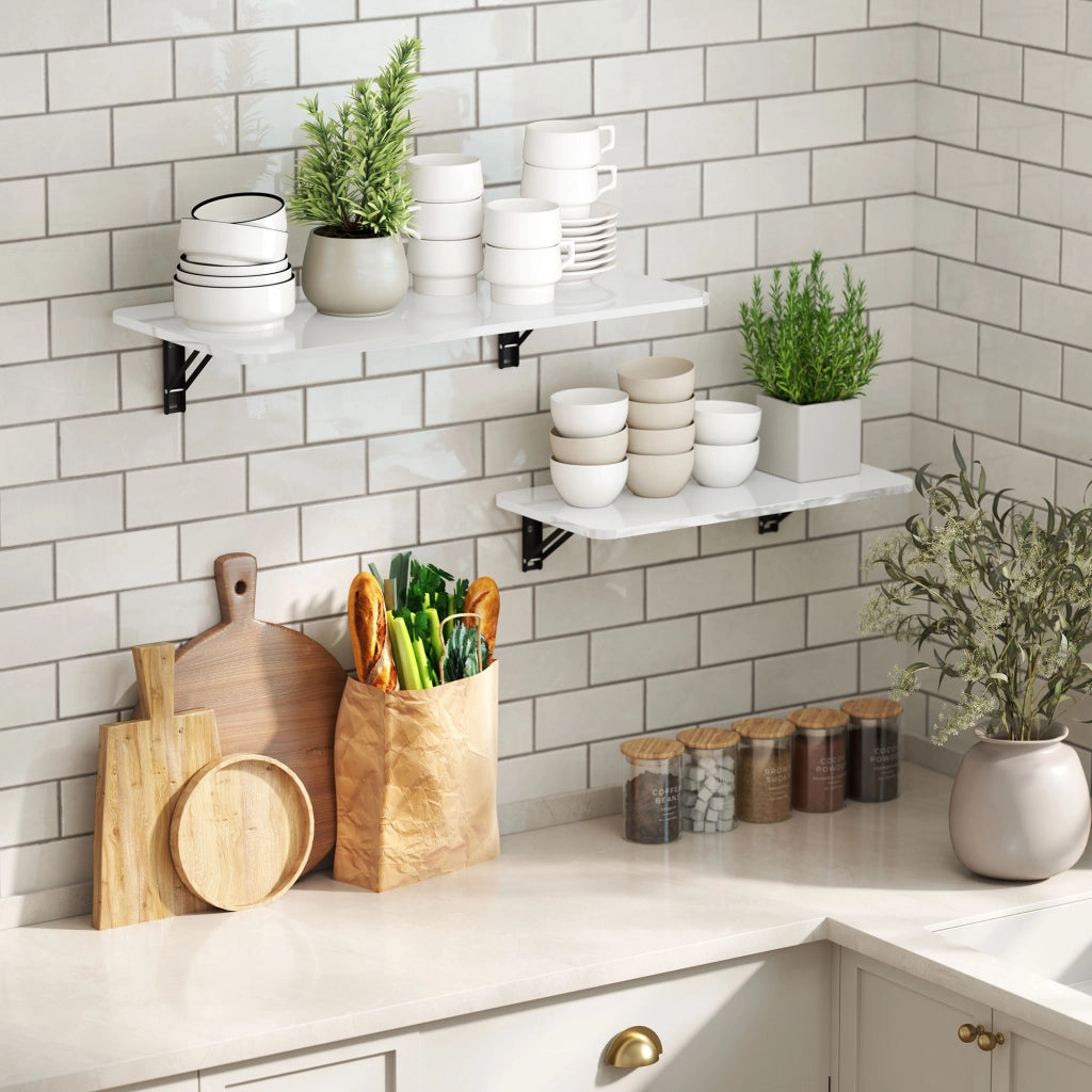 Tavolino pieghevole a muro ¨C zephmum ¨C 80x40x16,5cm 60x30x11,5cm bianco brillo