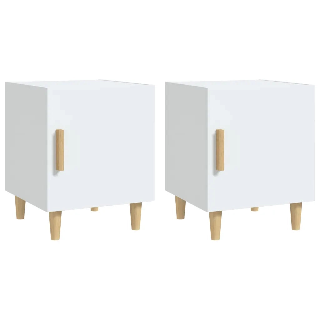 Comodini 2 pz Bianchi in Legno Multistrato 812043