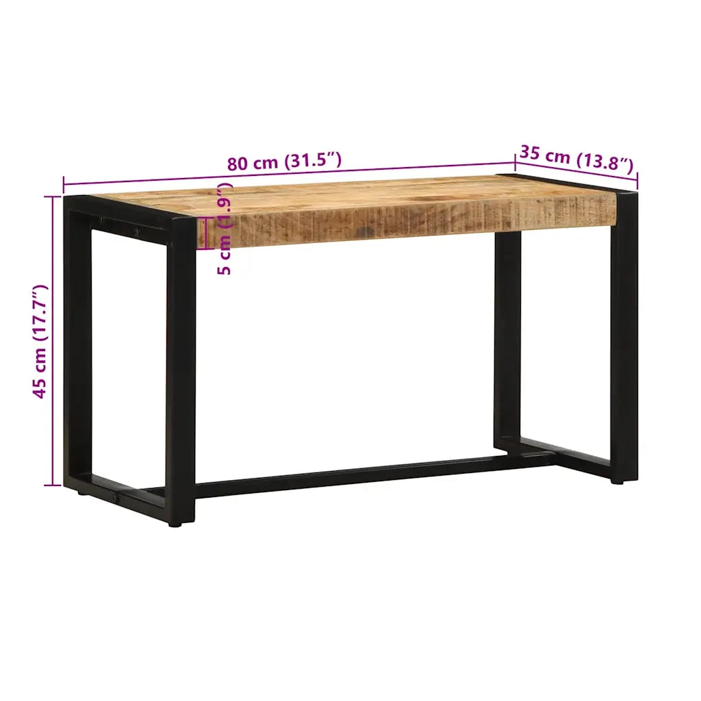 Panca 80x35x45 cm in Legno Massello di Mango Grezzo 4015979