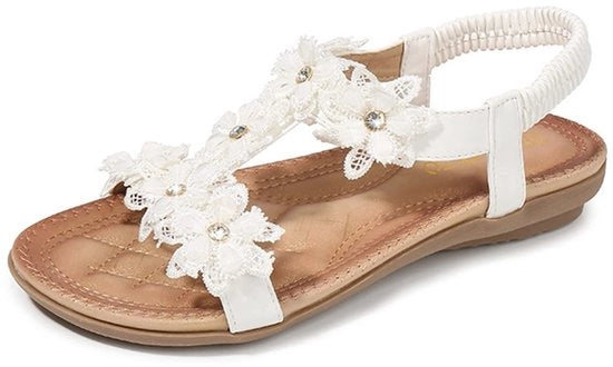 Sandali Casual - Platte Sandali - Cinturino Elastico - Borchie Brillanti - Tacco Ronde - Zoccoli di Gomma morbidi - Scarpe da Estate