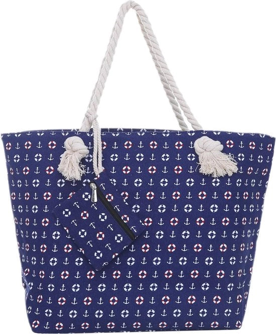 Borsa da spiaggia grande con albero di palma - Borsa a spalla con chiusura a zip - Cotone