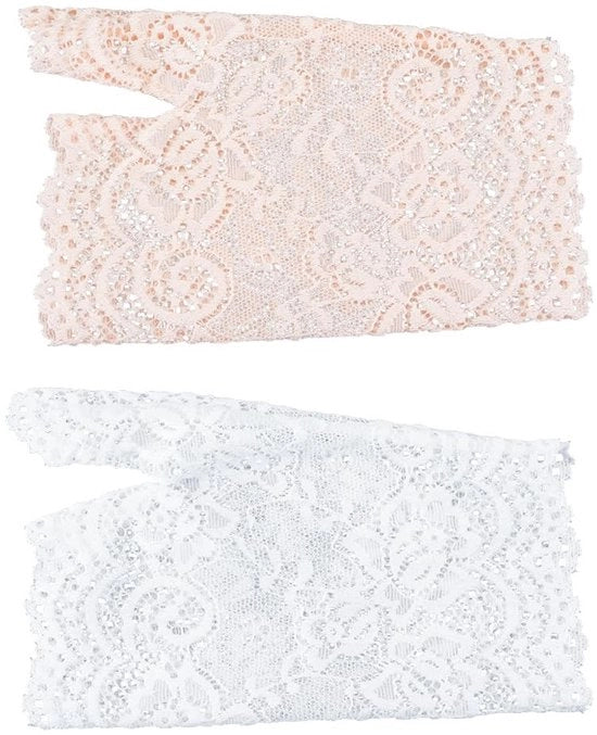 Manopole a mezza mano - 2 pezzi - tagliente - nylon - bianco/abbacchio - 15 cm di lunghezza - 8,5 cm di larghezza - manopole senza dita