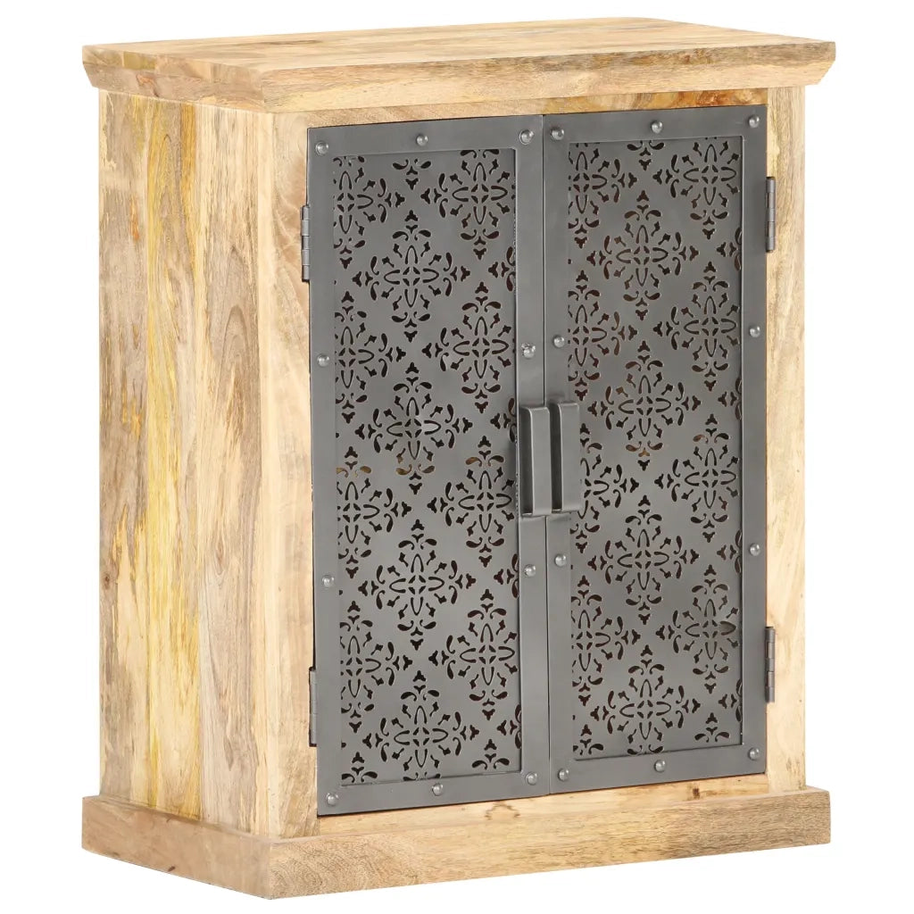 Credenza con Ante in Acciaio 60x35x75 cm in Massello di Mango 289094