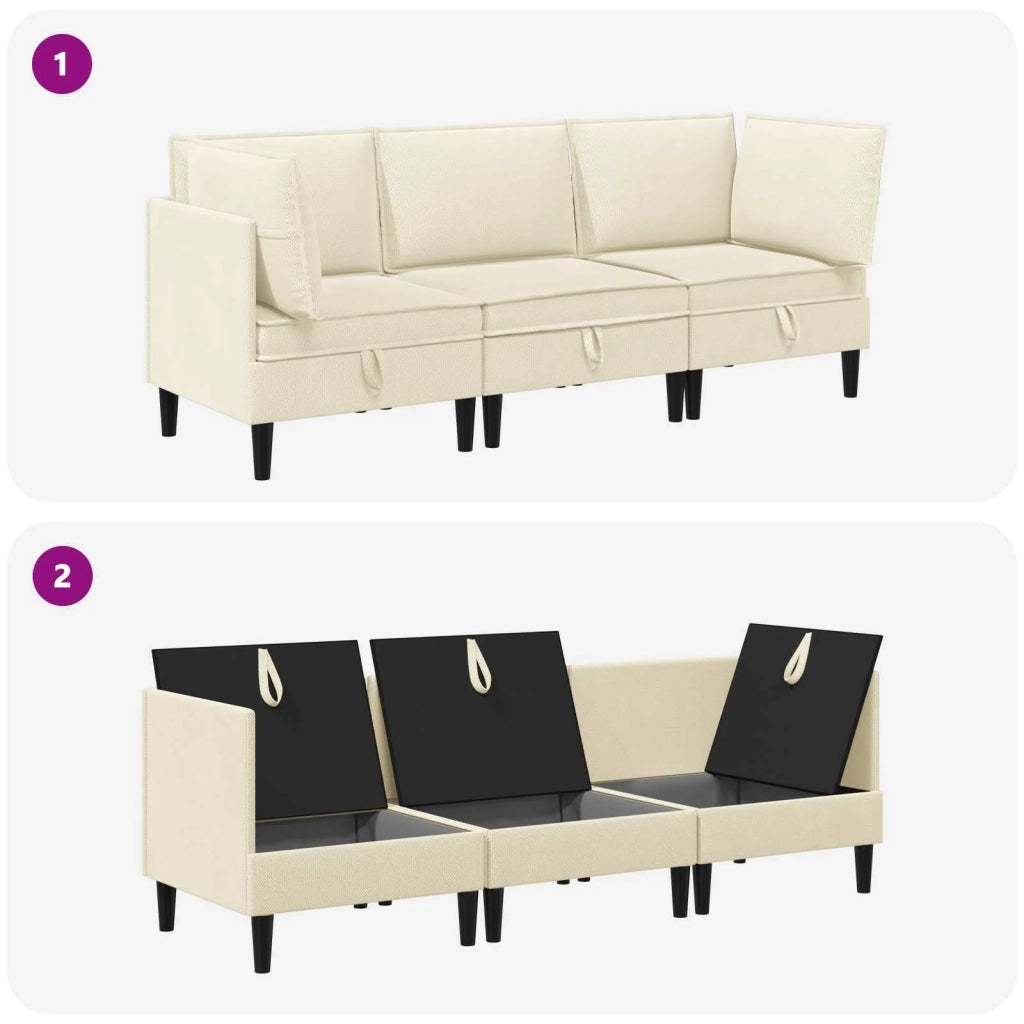 Set di mobili per il soggiorno 3 pcs Crema Tessuto 3413778