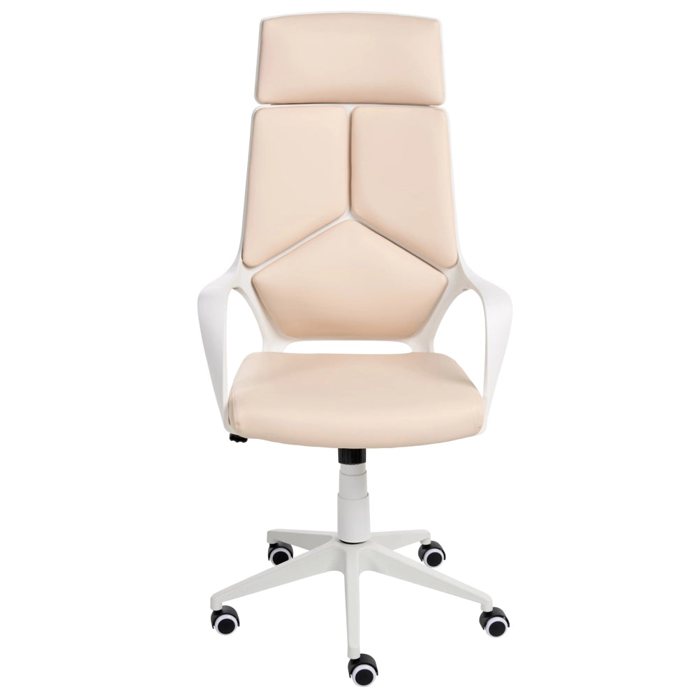 Sedia da scrivania girevole regolabile ecopelle beige chiaro seduta regolabile Schienale reclinabile