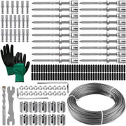 Sostegno per piante in acciaio inossidabile per piante da scalare - 30 m rete aeree su sostegno per piante con kit a 3 mm di diametro per sistema di cavi, inclusa attrezzo di fissaggio per giardino/muro/beton/hegge