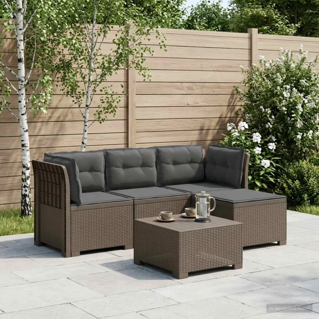 Divano da giardino 4 posti con cuscini aspetto rattan PP 3443955