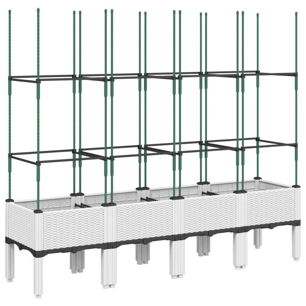 Fioriera | Cassetta per fiori | Vaso da Giardino con Graticcio Bianco 160x40x142,5 cm PP