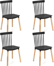 Set di 4 sedie da pranzo, sedia da cucina con schienale curvo e gambe in legno di faggio, portata fino a 150 kg, sedie per sala da pranzo, ristorante e caffetteria (nero)
