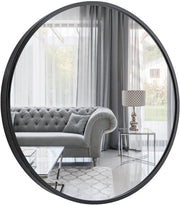 Specchio Decorativo a Sfera in Alluminio con Teflon - Diametro 100 cm, Cornice Polverizzata in Nero con Spessore 0,9 cm