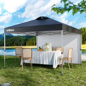 Gazebo pieghevole pop-up grigio, 3 x 3 m con parete laterale e ruote