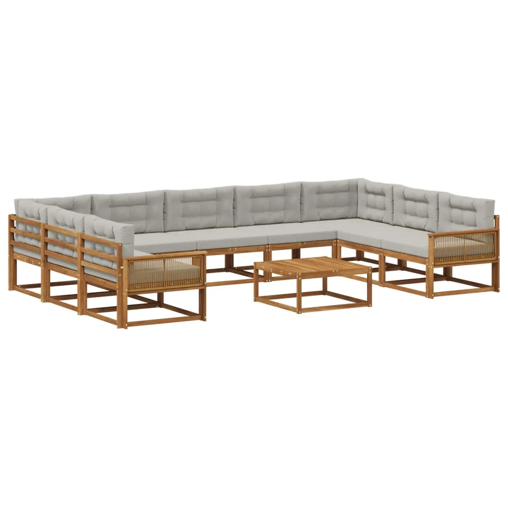 Set di divani da esterno 10 pcs Naturale e Grigio Chiaro 3382909