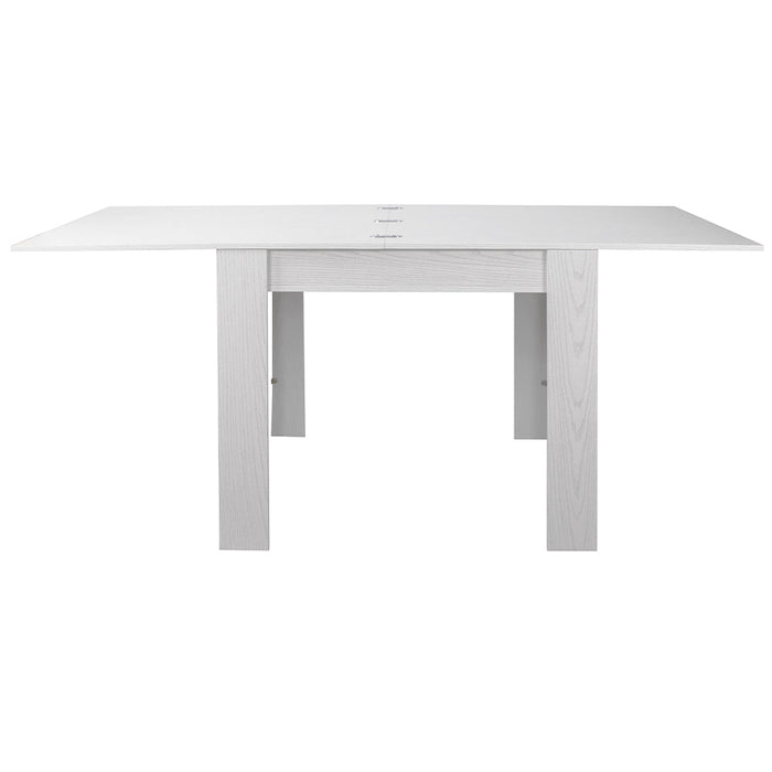 Tavolo da Pranzo Quadrato Allungabile 90x90 in Legno Bianco con Apertura a Libro
