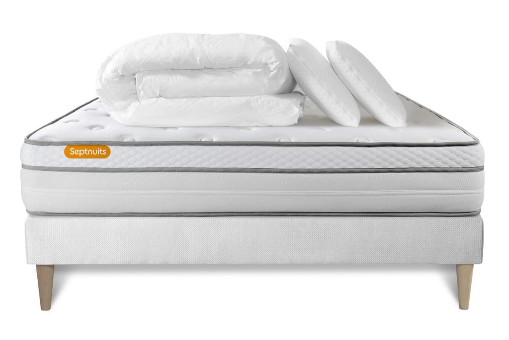 Pacchetto letto completo - Materasso 180x200cm + Box spring con doghe (kit) + 2 cuscini + Piumino - Memo Luxe