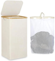 100L contenitore per bucato con coperchio - Contenitore per bucato compattabile - Contenitore per bucato con grande capacità - Con sacchetto e maniglia rimovibili - Contenitore per bucato pieghevole per bagno, camera da letto, dormitorio - 40,5x33x75cm
