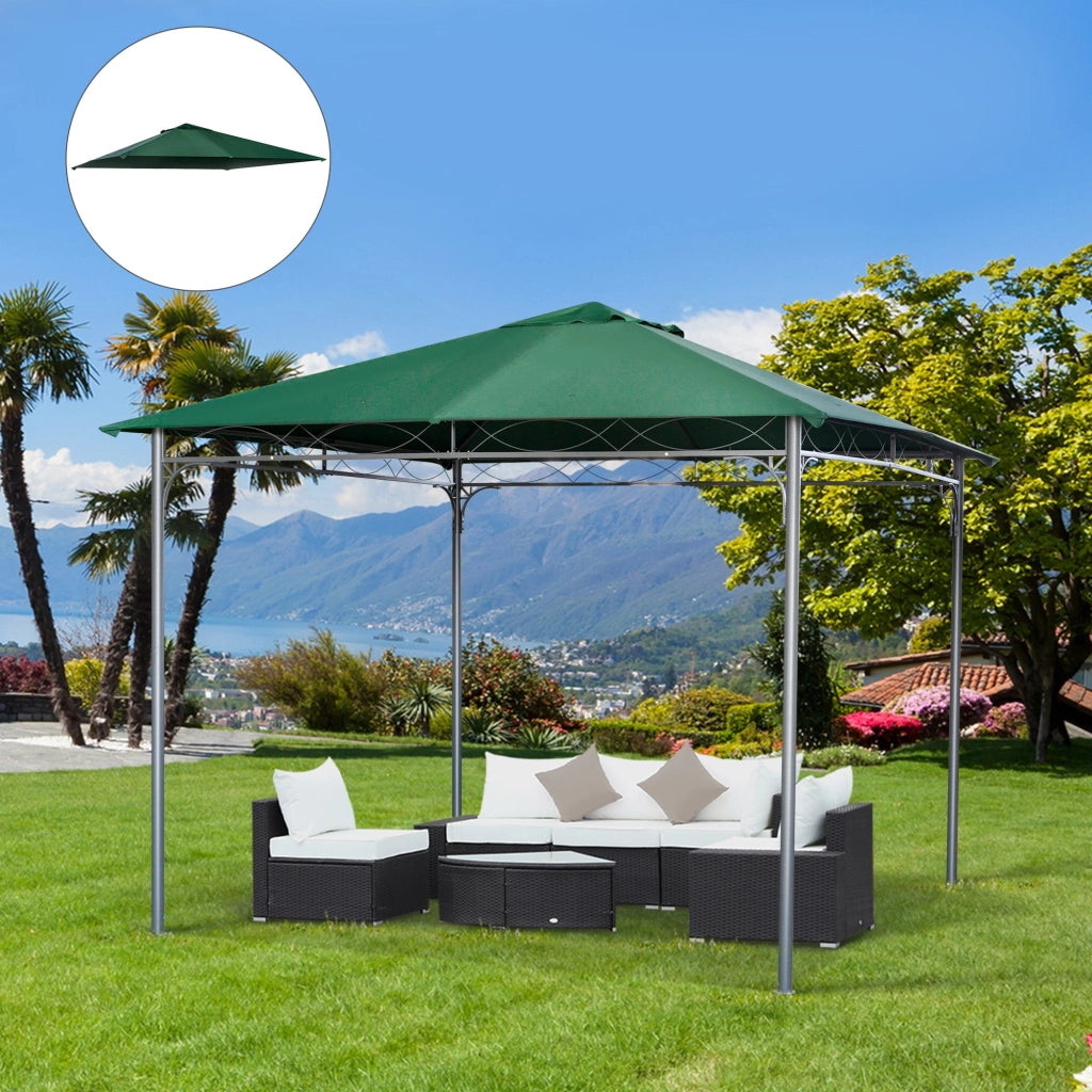 Tetto di Ricambio per Gazebo da Giardino 3x3m in Poliestere Verde