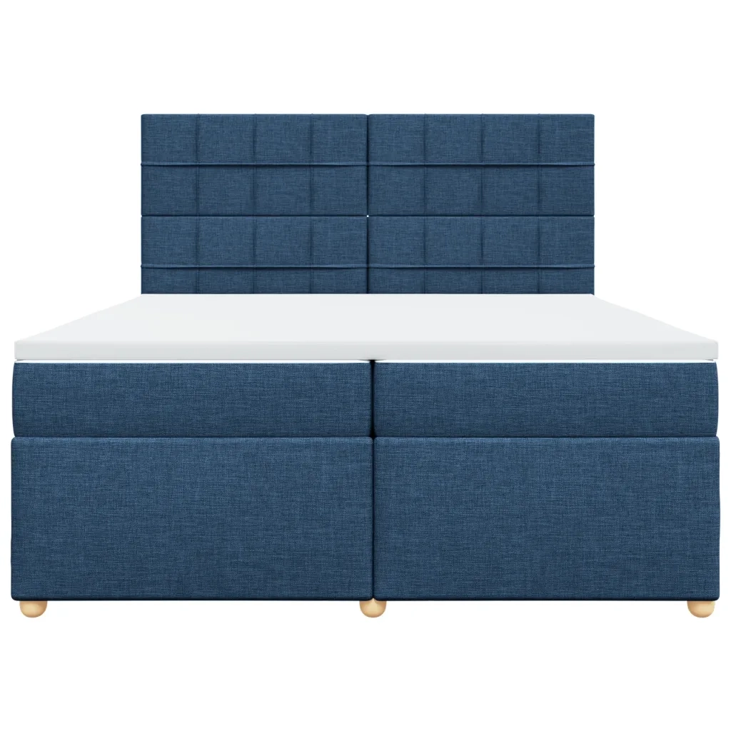vidaXL Giroletto a Molle con Materasso Blu 200x200 cm in Tessuto