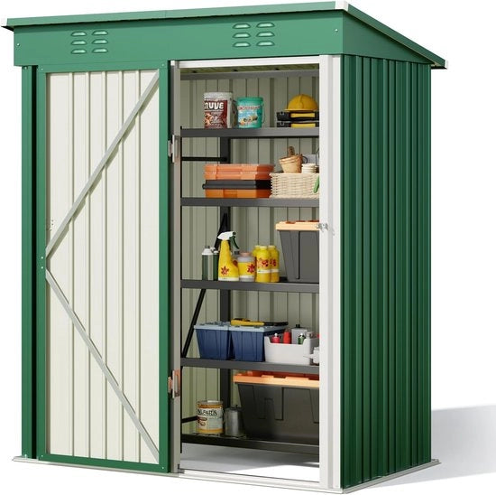 Casa esterna in metallo, schuif per attrezzi, schuif per attrezzi in acciaio zincato, cassettone per esterni, capannina, 180 x 162 x 95 cm, per prato sul patio nella zona verde