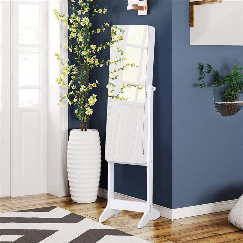 ARMADIO PORTAGIOIE CON SPECCHIO CON LUCI LED 30X146X36CM BIANCO