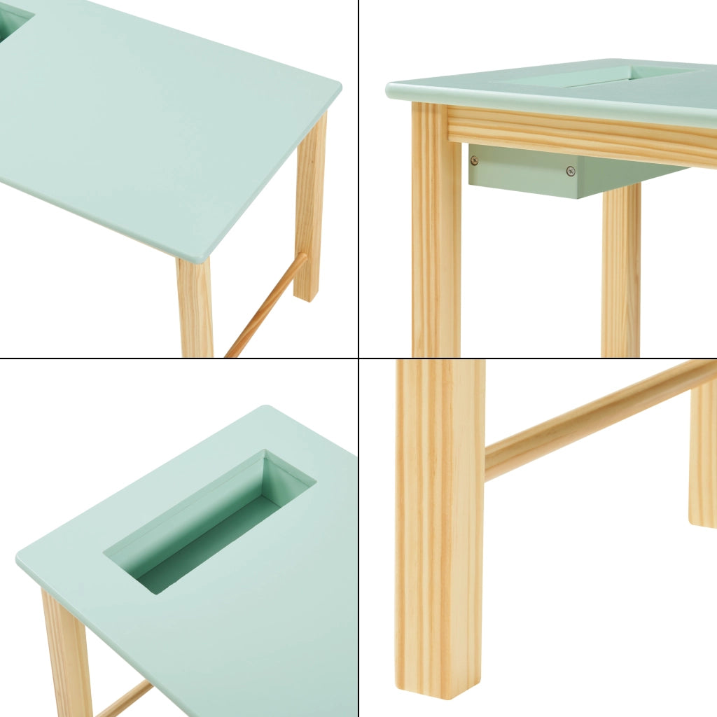 Set Skjåk Tavolo e Sedia per Bimbi - Legno Naturale / Menta Verde [en.casa]