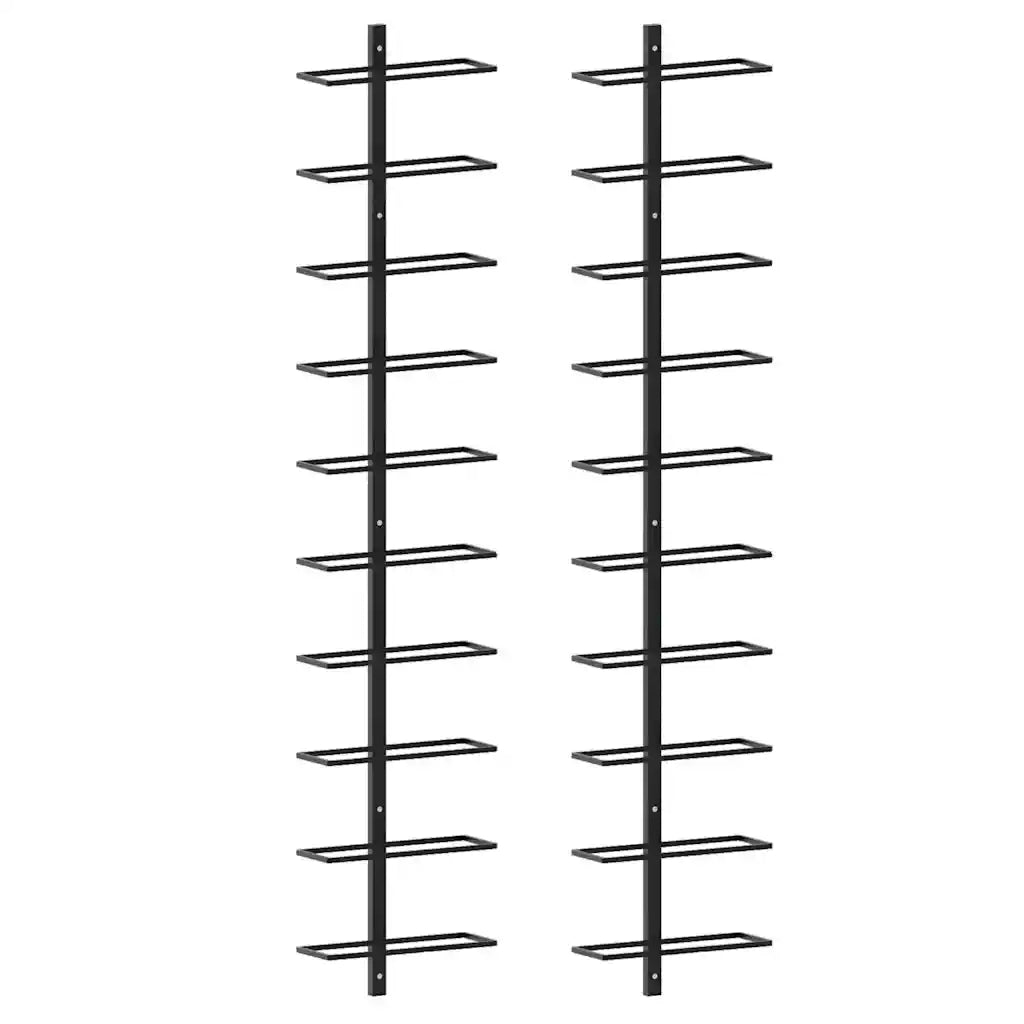 Portavini da Parete per 20 Bottiglie 2 pz Nero in Metallocod mxl 73104