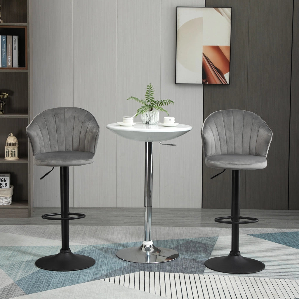 Set 2 Sgabelli da Bar Girevoli ¨C Xylo ¨C Velluto Grigio con Schienale Regolabili 54x56x91-111cm