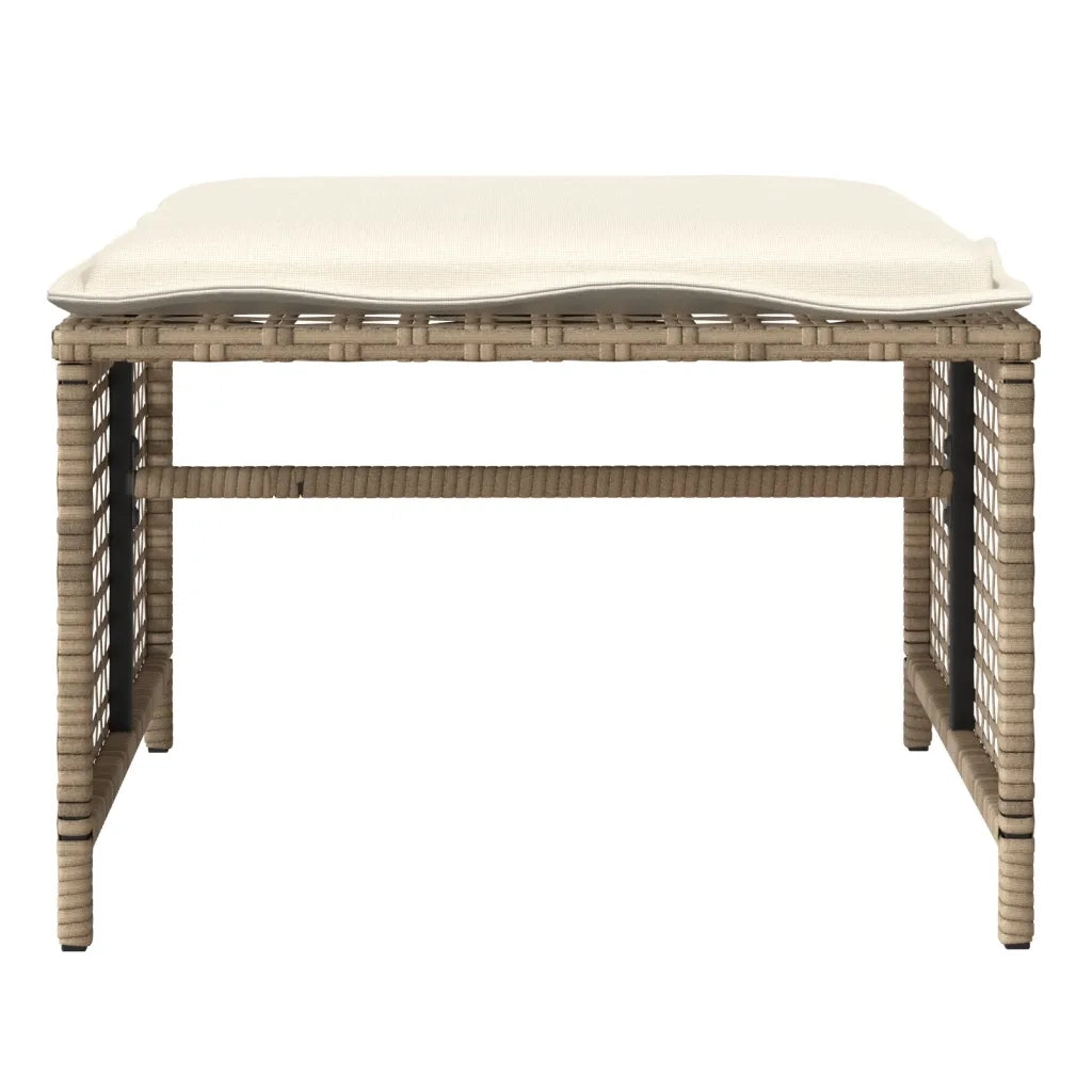 Set Divano da Giardino 4 pz | Set Salotto da Giardino con Cuscini Beige Polyrattan Vetro