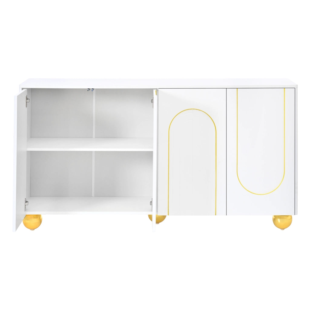 Credenza a 4 ante con rilievo dorato ad arco; 2 vani con ripiani; per soggiorno e sala da pranzo; 140 × 40 × 74 cm