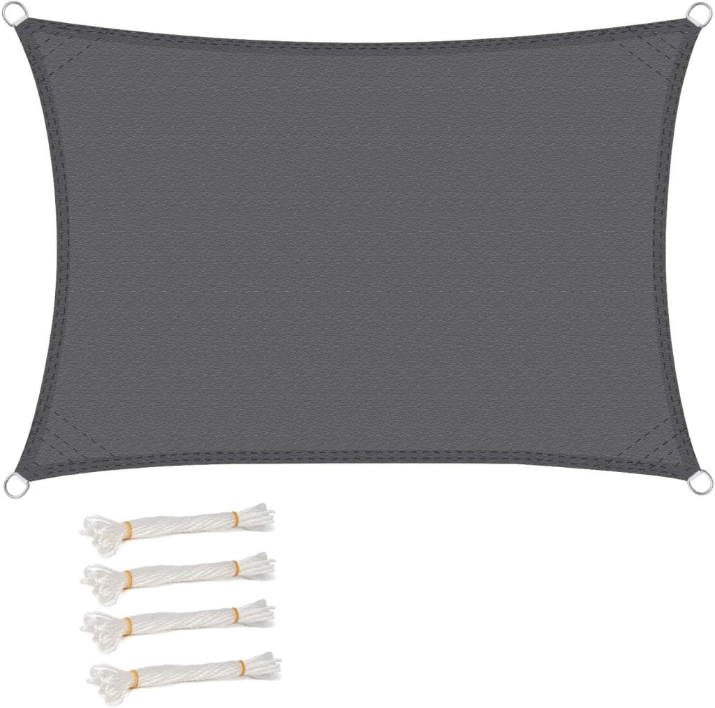 Vela ombreggiante 4x6m in PES 160 g/m² Idrorepellente Tenda a Vela Parasole Rettangolare Protezione Solare Respirante Anti UV Giardino Esterni Grigio