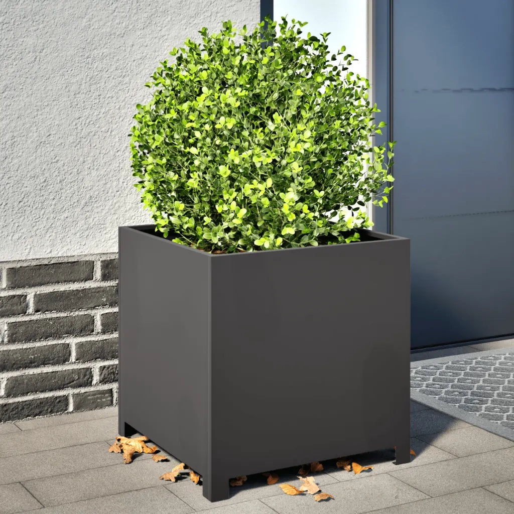 Fioriera | Cassetta per fiori | Vaso da Giardino Nera 50x50x50 cm in Acciaio
