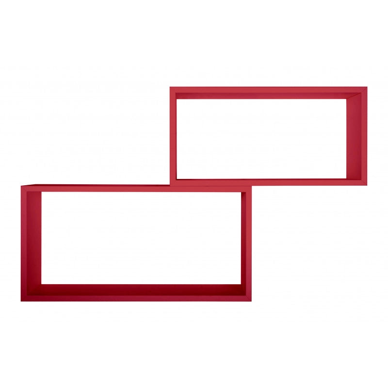 Set di 2 Mensole da Muro, Pensile Bagno, Mensola da Parete, Scaffale da Parete, Rosso, 70x35 p20 cm e 60x30 p20 cm - Bis Rettangolo Bislungo